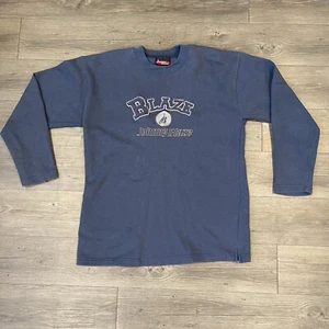 Vintage Y2K Johnny Blaze  Fire Logo Crew Neck Sweatshirt Blue Urban Rap - Picture 1 of 7