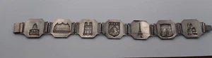 Vintage Paris France Eiffel Tower Notre Dame Enamel Silver Souvenir Bracelet - Picture 1 of 12