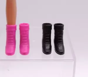 Barbie Fashion Avenue Sock Top Ankle Boots 90s Hiking, Combat Lace Up Pink Black - Picture 1 of 8