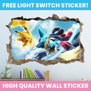 POKEMON HOLE IN WALL STICKER PERSONALISED DECAL DECOR KIDS BEDROOM DECORATION - Picture 1 of 4
