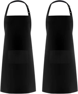 2 Pack Adjustable Bib Apron Waterdrop Resistant with 2 Pockets Cooking Kitchen A - Picture 1 of 12