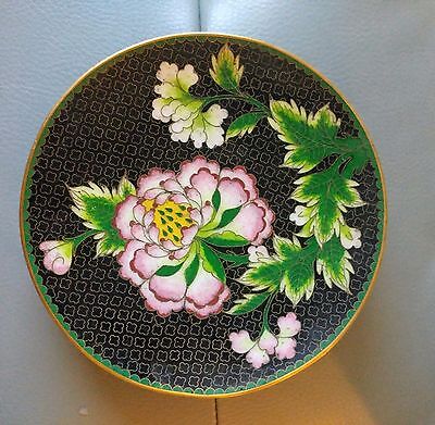 Antique Vintage Cloisonne Floral On Black Plate Dish For Home Decor • 99.99$