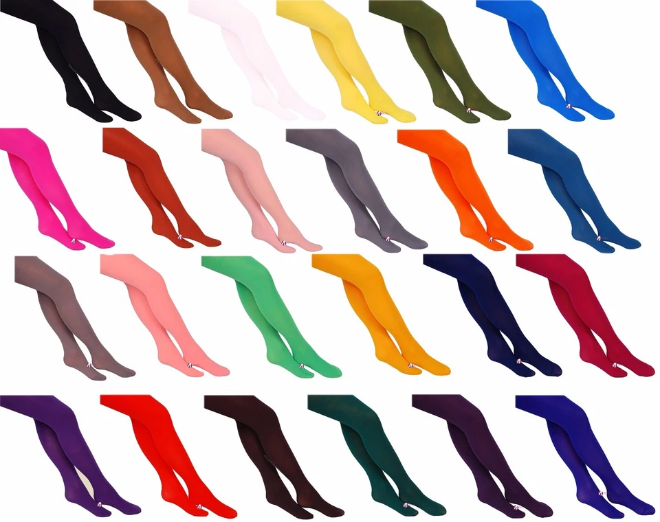 40 or 60 or 100 Denier Womens Opaque Microfibre Tights ,23 Fashionable Colours  - Image 1 of 2