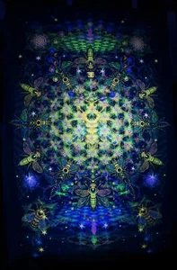UV Backdrop Black Light Tapestry Psychedelic Art Banner Fluoro Psy Wall Hanging - Picture 1 of 12