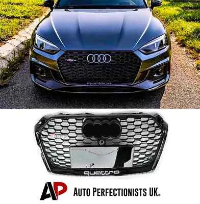 AUTO PERFECTIONISTS UK Audi RS5 Style A5 S5 B9 Front Main Grille Gloss Black Honeycomb Mesh Grill 17+