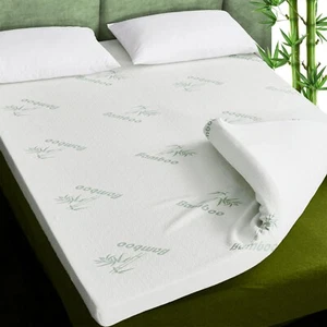 2cm & 4cm Thick Bamboo Memory Foam Mattress Topper Orthopedic Anti Allergic - Picture 1 of 23