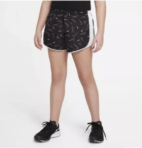 Große Mädchen Dri-Fit Tempo bedruckte Laufshorts Nike schwarz weiß grau neu mit Etikett Large - Bild 1 von 3
