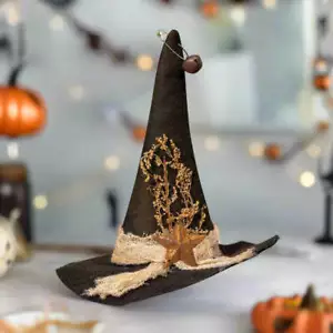 Primitive Country Halloween Filz Filz Hexenhut Ornament 6,75" - Bild 1 von 3