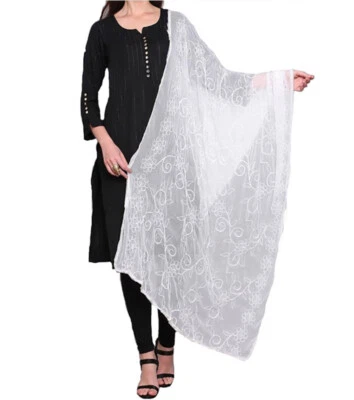 Chanderi Dupatta Gold Toned Striped with Zari Veil Stole Neck Scarf For Women's - Image 1 of 4