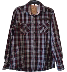 Sovereign Code Men's Western Shirt Large Plaid Black/Red Long Sleeve Button Down - Picture 1 of 9