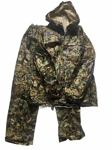 Vintage Jerzees Outdoors Mossy Oak Camo Suit Jacket And Pants Water Proof Large - Picture 1 of 7