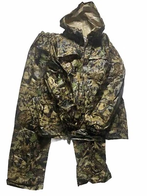 Vintage Jerzees Outdoors Mossy Oak Camo Suit Jacket And Pants Water Proof Large - Image 1 of 4