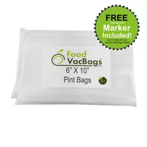 100 6X10 PINT FoodVacBags Vacuum Seal Bags for FoodSaver machines Embossed Bag - Picture 1 of 7