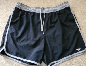 Speedo Swim Trunks Adult X-Large Black/GREY SWIMSUIT Lined Shorts & DAILY SHIPPI - Picture 1 of 7