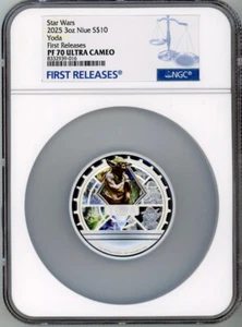 2025 Niue 3oz Star Wars Niue Yoda NGC First Releases PF70 Ultra Cameo - Picture 1 of 5