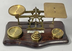 ANTIQUE POST OFFICE POSTAL SCALES & WEIGHTS 1900 a Nice Set! - Picture 1 of 7