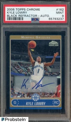 2006 Topps Chrome refrator preto #162 Kyle Lowry RC novato AUTO PSA 9 Estado perfeito - Imagem 1 de 2