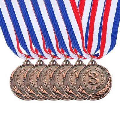 6 piezas metales de premio de bronce de 2", medallas ganadoras con cinta para el cuello Foto 1 de 4