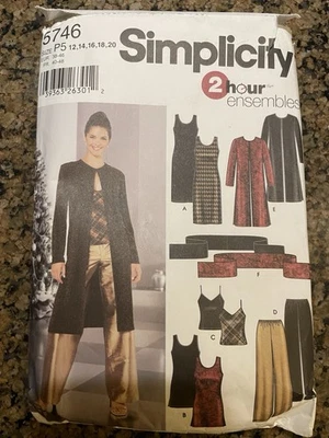 SIMPLICITY 5746 Misses Sz 12 14 16 18 20 Dress 2 HOUR ENSEMBLES Pattern Uncut - Image 1 of 2