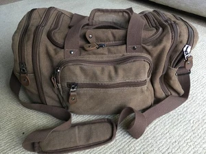 Hold-all. Brown Canvas. Expandable with Multi Zipped Pockets. Used. VGC - Picture 1 of 6