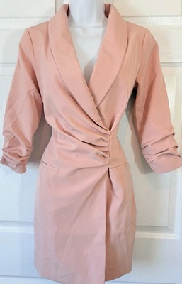 MISS SELFRIDGE Dusty Pink Rose Mini Coat Dress Size 4 - Image 1 of 4