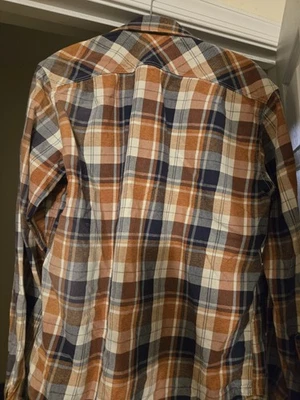 H&M Mens Flannel Shirt Brown Plaid Button Up Collar Pockets Size M - Image 1 of 4