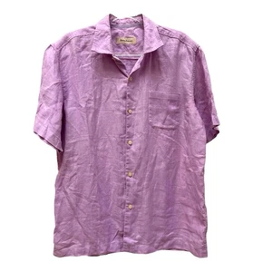 Tommy Bahama 100% Leinen Struktur Webhemd Tropical Coastal Island Urlaub - Bild 1 von 9