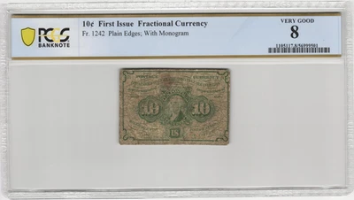 Fr.1242 First Issue 10 Cent Fractional Currency Very Good 8 - Image 1 of 2