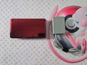 Nintendo 3DS Flame Red with Charger - Tested & Works *Missing Stylus*