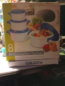 8-Teiliges Microwellen-Topfset mit Deckel Mikrowellen Kochgeschirr - Bild 1 von 3