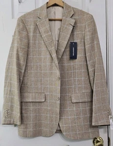 Neu mit Etikett Stafford Wollmischung Biege hellblau Fensterscheibe Sport Jacke Blazer Gr. 38 L - Bild 1 von 13