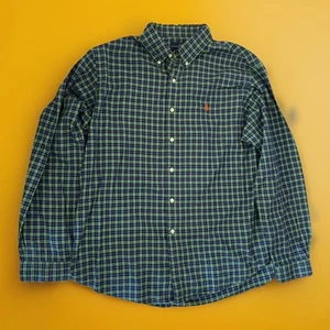 Polo Ralph Lauren Herren Hemd mit Knöpfen 2XL XXL Grün Blau. Red Pony Tartan Preppy - Bild 1 von 9