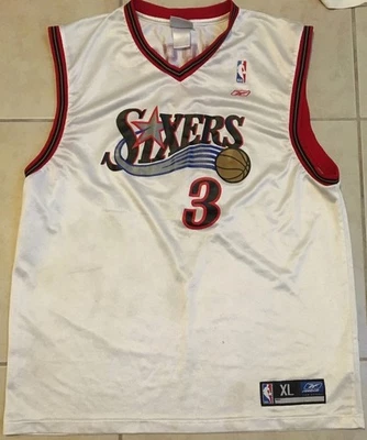Vtg Reebok Allen Iverson #3 Sixers Faded Distress Jersey XL NBA Red Swingman 90s - Image 1 of 4