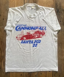 Vintage The Cannonball Drag Car Santa Pod 1988 T-Shirt - White -M- Screen Stars - Picture 1 of 11