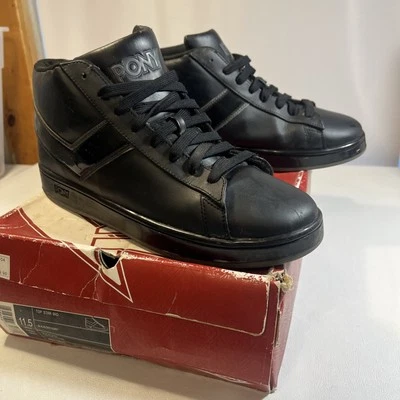 RARO PONY TOP STAR MID Zapatillas de Cuero Negro Para Hombre Talla 12 SKU # MB011BGG Foto 1 de 4