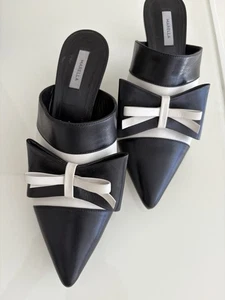 New Marella by Max Mara Black/White Leather Slide Heel Shoes, Size 8. Italy - Picture 1 of 10