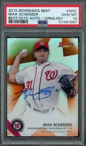 2015 Bowman's Best Max Scherzer Orange Refractor On-Card Auto #'d /25 PSA 10 - Bild 1 von 2
