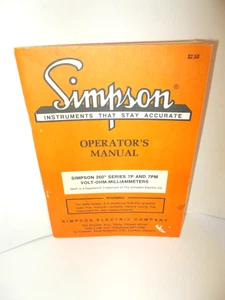 Vintage Simpson V.O.M Model 260 Series 7P & 7PM Operator's Manual - Picture 1 of 8