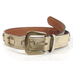 LAUREN Ralph Lauren Women's Leather Ring Belt Sz S, XL 414593803 Distressed Gold