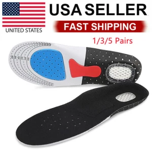 1-5 Pairs Men Women Gel Orthotic Sport Insoles Insert Shoe Pad Arch Heel Cushion - Picture 1 of 16