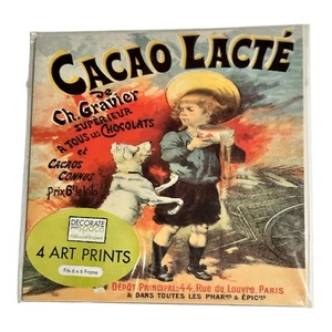 NEW Set Of 4 Reproduction Vintage French Ad Poster Art Prints~Fits 6” x 6” Frame - Picture 1 of 9