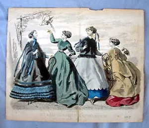 Vintage Peterson's Magazine Modedruck - ""Les Modes Parisiennes"" 1867 - Bild 1 von 5