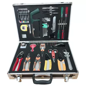 Fiber Optic Cable Fusion Splicing Tool Kit Slitter Stripper Cutter Knife 26 Tool - Picture 1 of 9