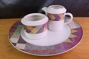 3 PC Studio Nova Desert Palm Serving Platter Y2216 Creamer and Sugar Bowl no lid - Picture 1 of 9