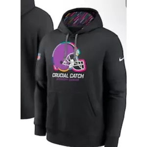 Nike NFL Crucial Catch Intercept Cancer Hoodie Sweatshirt Black Mens XL - Picture 1 of 2