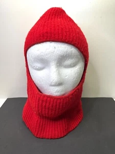 Vintage SKI MASKE MÜTZE 70er 80er Strick Vollkopf Schneemobil ROT von PENTHOUSE KNITS - Bild 1 von 7