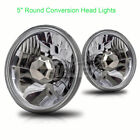Halo Projector HeadLights Assembly 5" Round Conversion Chrome Clear Replace Lamp