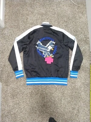 Chaqueta PINK DOLPHIN Hombre Pequeña Pista Negro Blanco Borde Cuello Simulado Cremallera Completa  Foto 1 de 4