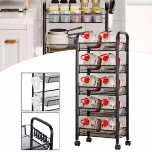 5 Tier Fruit Vegetable Stackable Storage Basket Trolley Rack for Kitchen Pantry - Picture 1 of 31