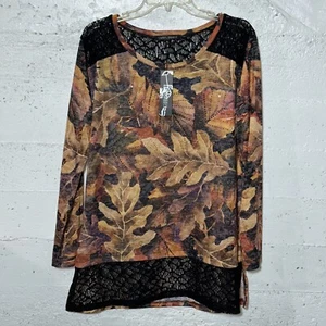 NWT Compliments Top Womens XL Colorful Floral Embellished Lace Tunic NEW - Picture 1 of 8